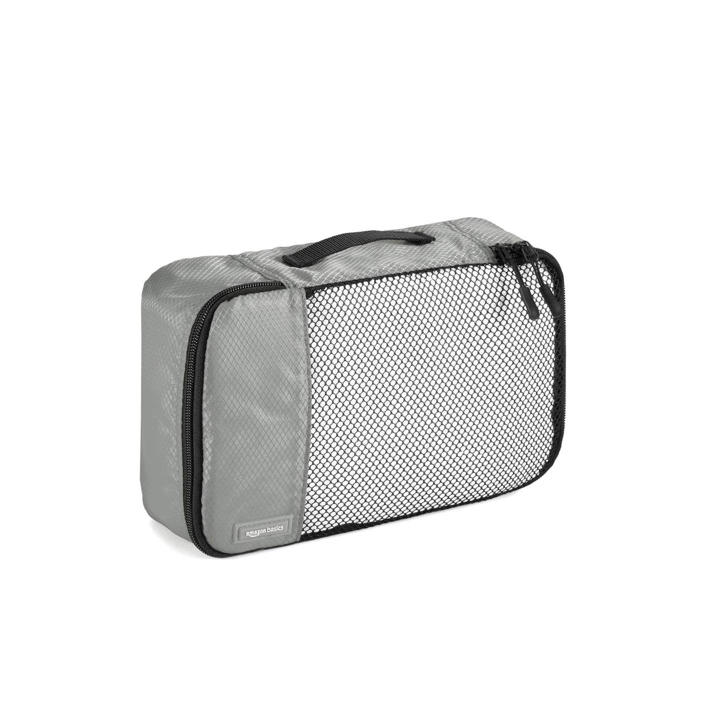 Amazon Basics Lightweight Packing Cubes Travel Organizer Set with Double Zipper, Mesh Top, Multiple Sizes, 4 Piece, Gray