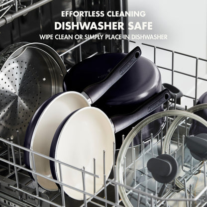 GreenPan Rio Healthy Ceramic Nonstick 8" Frying Pan Skillet and Silicone Spatula Set, Soft Grip Handle, Breaktfast Meal Set, PFAS-Free, Dishwasher Safe, Oven Safe, Black