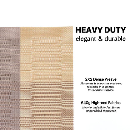 LEXMORE Placemats Set of 8 Vinyl/Plastic Woven Place Mats for Kitchen Table Indoor/Outdoor Washable Placemat Wipeable Dining Table Mats(Gold Dune)