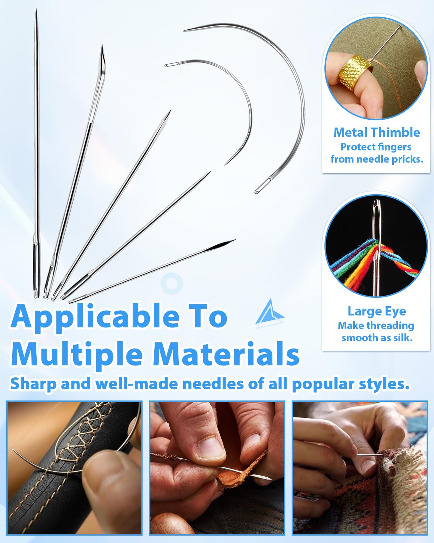 PLANTIONAL Upholstery Repair Sewing Kit: 47 Pieces Heavy Duty Sewing Kit with Sewing Awl, Seam Ripper, Leather Hand Sewing Stitching Needles, Sewing Thread for Car, Sofa, Backpack, Shoe, Craft DIY