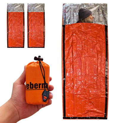 Portable Emergency Blanket & Bivvy Sack Thermal Sleeping Bag - 2 Pack