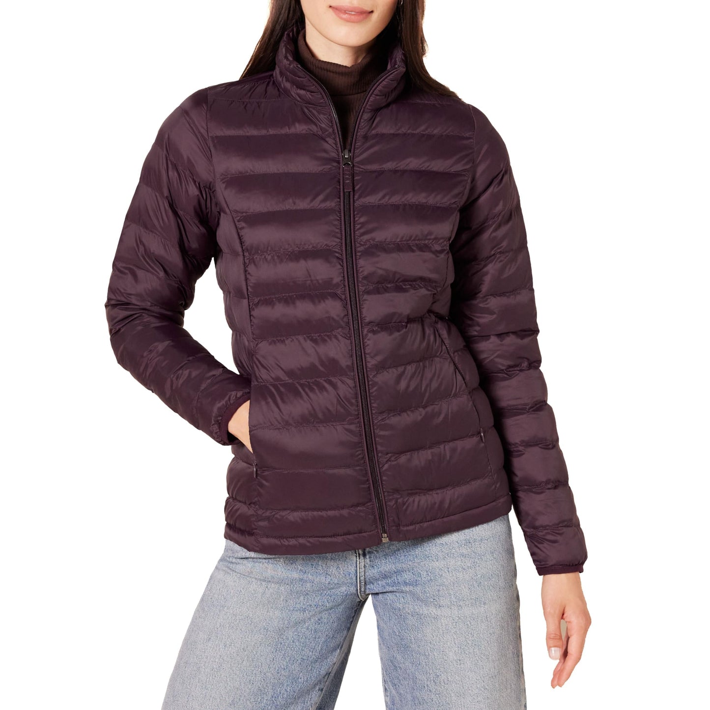 Amazon Essentials Women's Lightweight Long-Sleeve Water-Resistant Packable Puffer Jacket (Available in Plus Size), Burgundy, X-Small