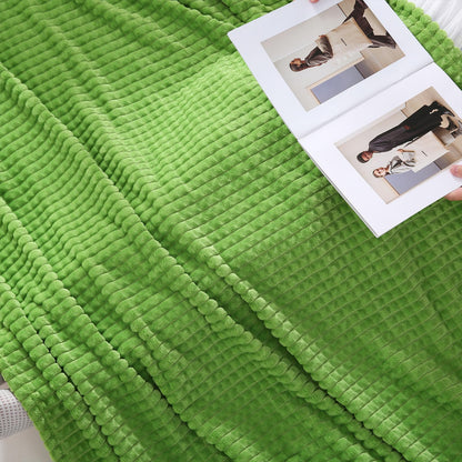Puncuntex Flannel Fleece Throw Blanket Apple Green 60"×80",Super Soft Plush Cozy Blanket with Square Grid Design Luxury for Couch Sofa Chair