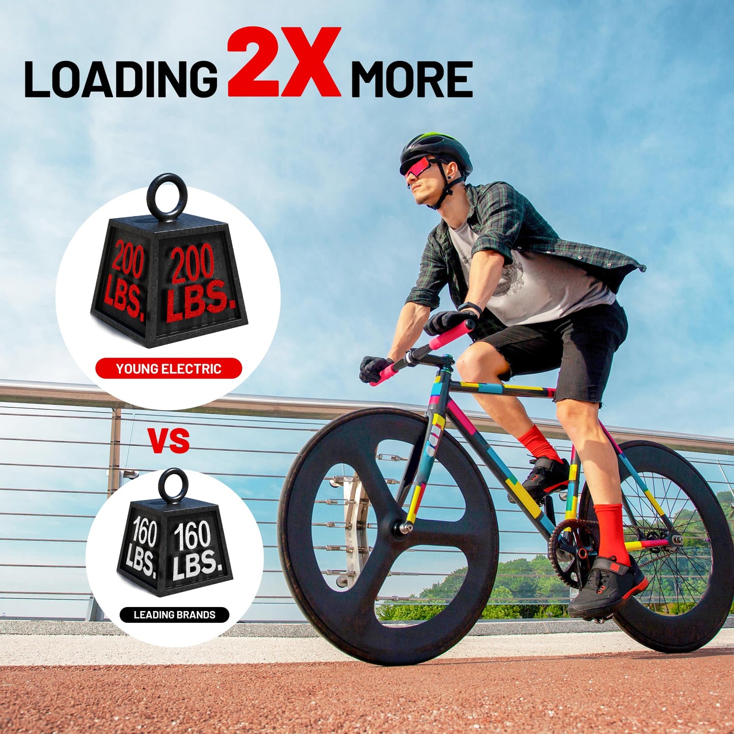 Young 200 lbs. 2 Bike Rack Hitch Mount Platform Style for Cars Trucks SUVs Minivans, fits MTB Gravel Road Bike with Up to 5-inch Fat Tire Carrier Rack - 2" Hitch Receiver