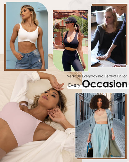 HORISUN Full Coverage Bras for Women with Support and Lift Comfortable Seamless Bra (White X-Large)