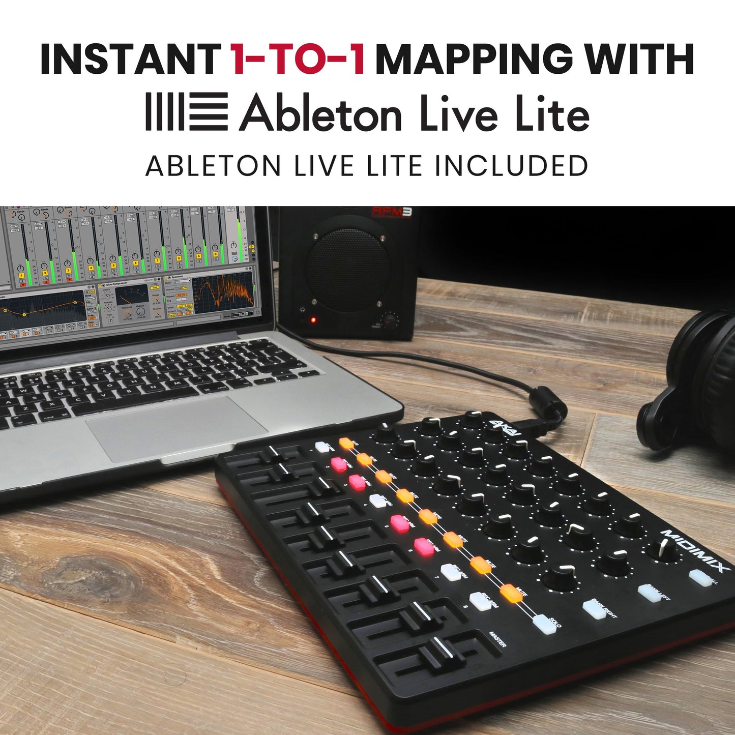AKAI Professional MIDImix - USB MIDI Controller Mixer with Assignable Faders & Master Fader, 24 Knobs and 16 Buttons, 1 to 1 Mapping With Ableton Live