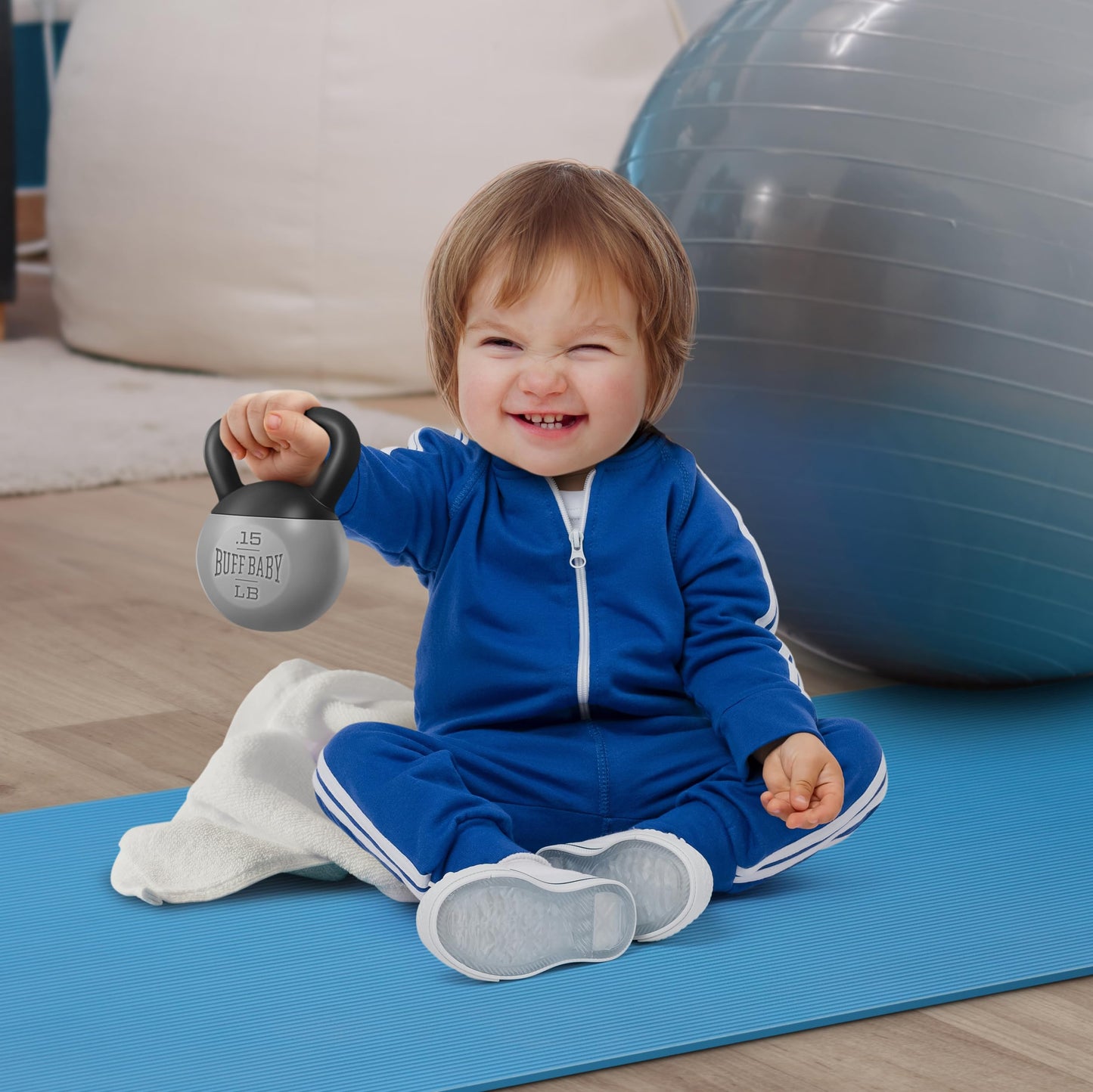 Genuine Fred Buff Baby Kettlebell Rattle, Engaging and Sensory Rich Toy, Lightweight and Easy to Hold, Fun Gift for Fitness Enthusiast and New Parents