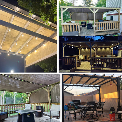 Patio Paradise 10' x 16' Pergola Canopy Replacement Cover Shade Cloth with Grommets Weighted Rods Outdoor Sun Shade Screen UV Block for Gazebo Backyard Deck Porch Balcony, Light Gray