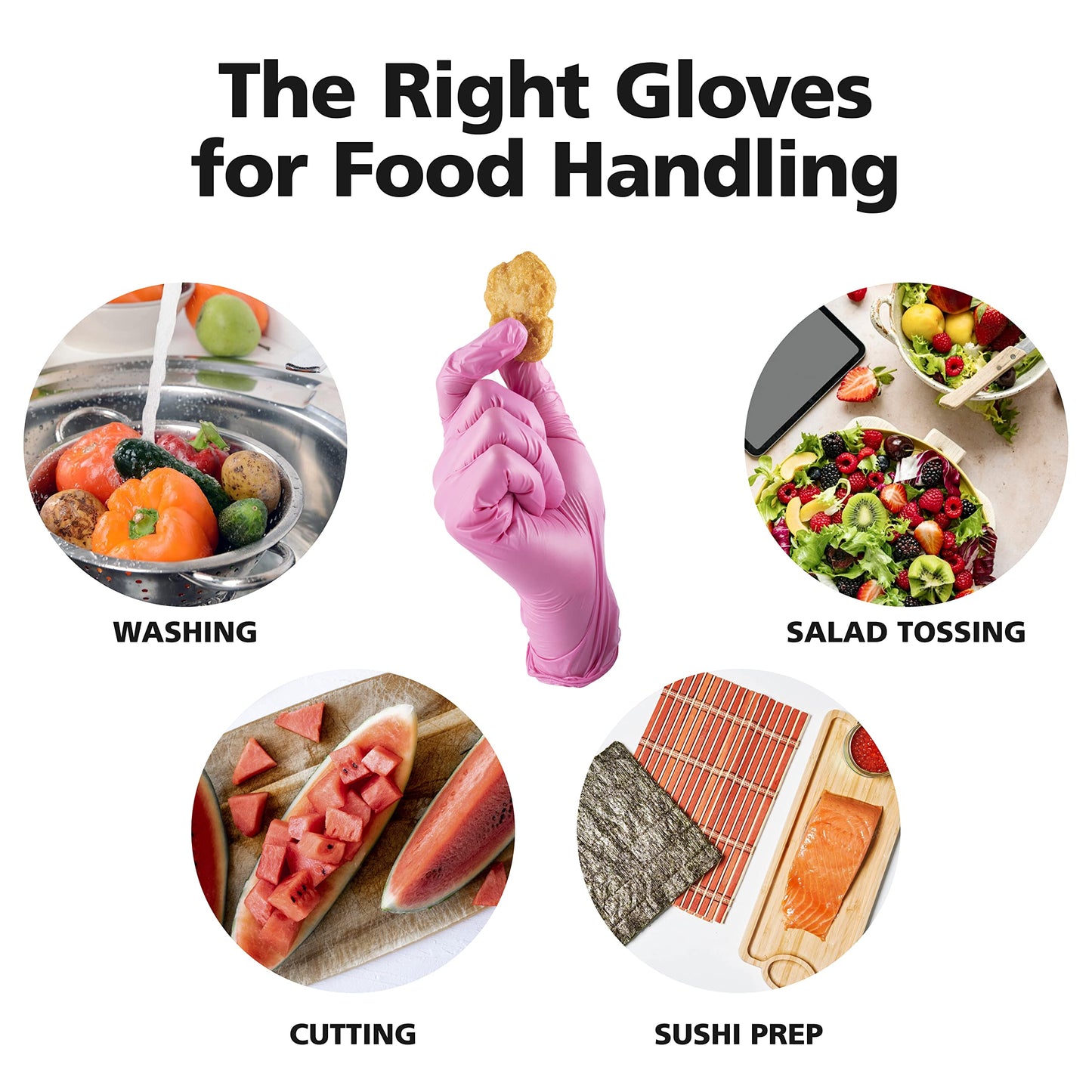 OriStout Disposable Gloves for Women, Pink Vinyl Gloves Disposable Latex Free for Cooking, Food Prep, Cleaning, Hair Dye, Tattoo, Medium Duty, Touch Screen, Small, 50 Pack