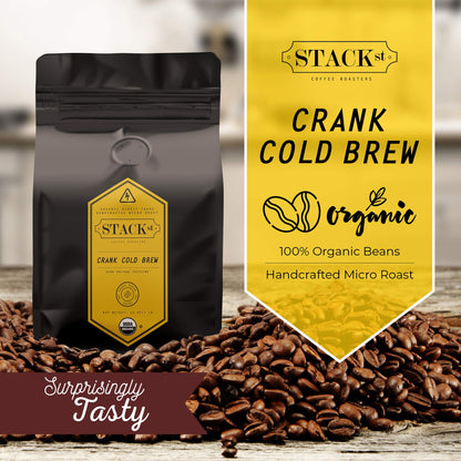Organic Cold Brew Coffee Coarse Ground 1 LB - CRANK High Voltage Caffeine Dark Roast, Coarse Grind – By Stack Street