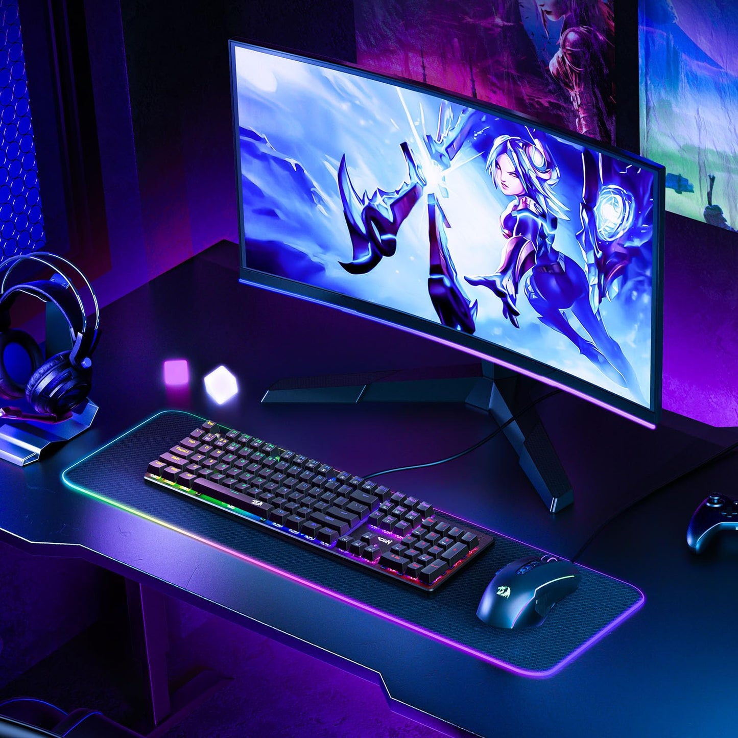 Redragon Mechanical Gaming Keyboard Wired, 11 Programmable Backlit Modes, Hot-Swappable Red Switch, Anti-Ghosting, Double-Shot PBT Keycaps, Light Up Keyboard for PC Mac