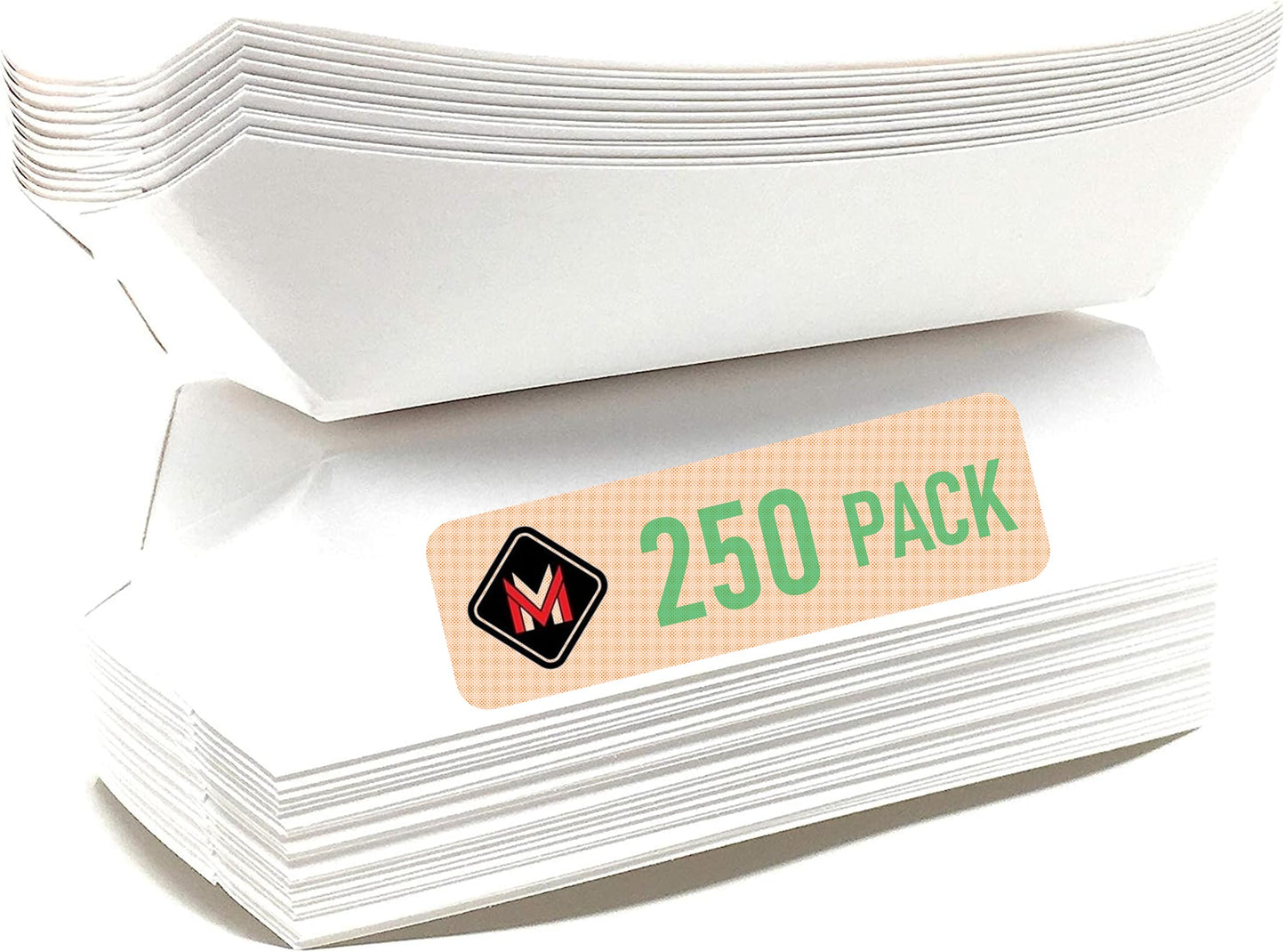 Mr Miracle 7 Inch Paper Hot Dog Tray in White. Pack of 250. Disposable, Recyclable and Fully Biodegradable. Made in USA