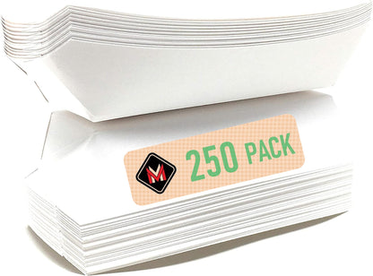 Mr Miracle 7 Inch Paper Hot Dog Tray in White. Pack of 250. Disposable, Recyclable and Fully Biodegradable. Made in USA