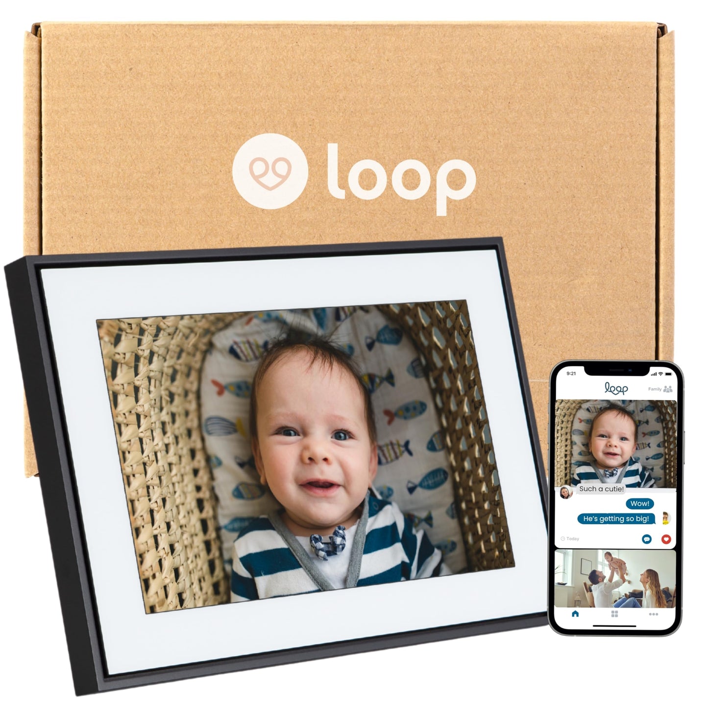Loop Wi-Fi Digital Picture Frame with Touch Screen, 10-Inch Display, The Only Frame to Offer Text Message Photos Direct to Frame, Easy to use App, Gift to Keep Friends and Family Connected
