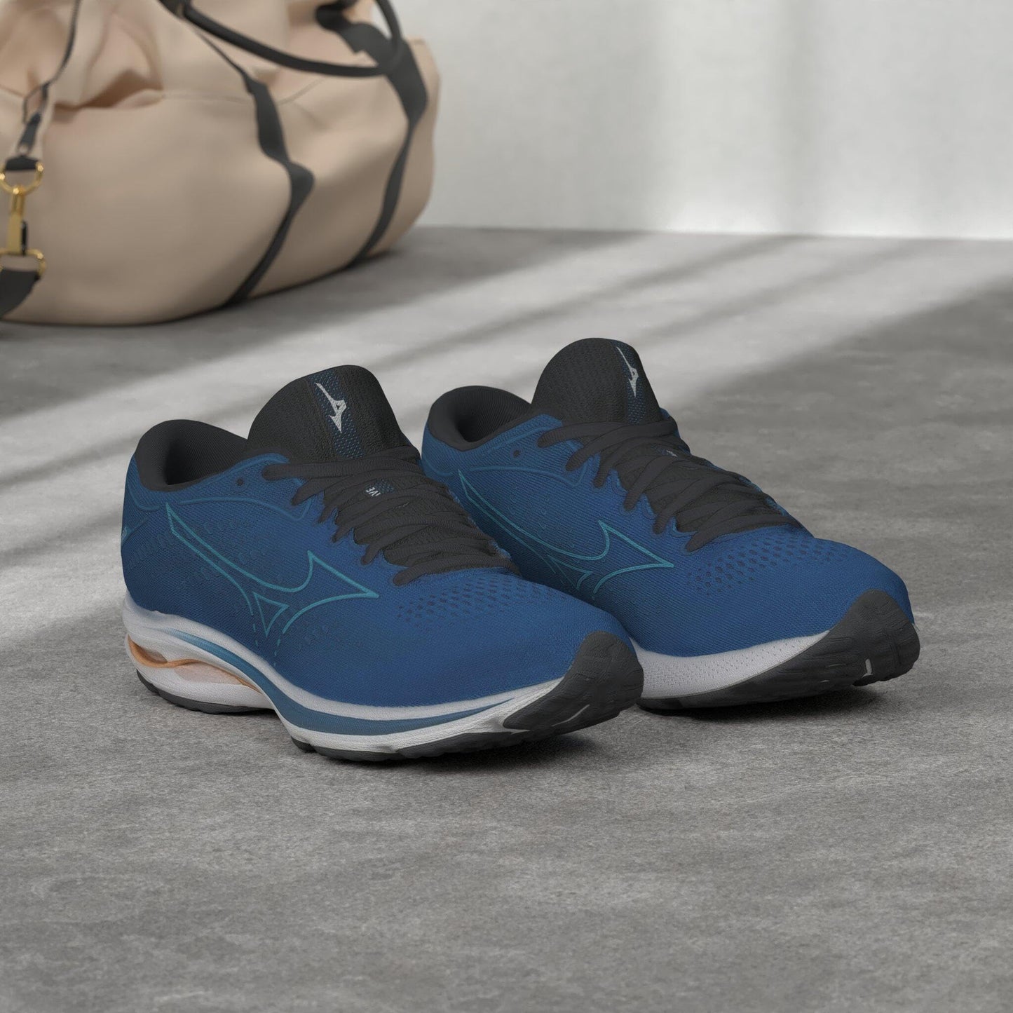 Mizuno Women's Wave Rider 25 | neutral Support Running Shoe |Eco Friendly Materials | Imperial Blue/Vivid Blue | US 8 Wide (D)