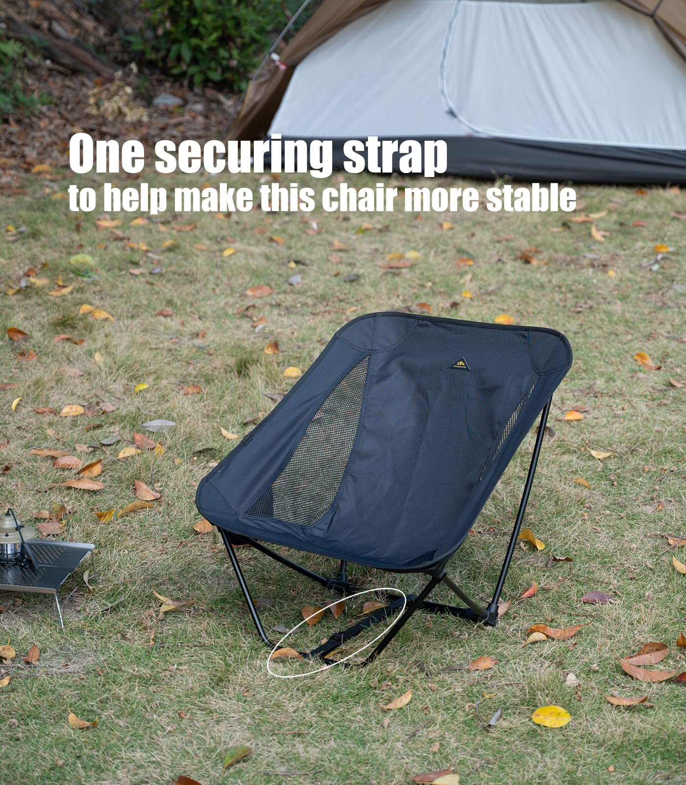 iClimb Low Ultralight Compact Camping Folding Chair with Side Pocket and Carry Bag (Black)