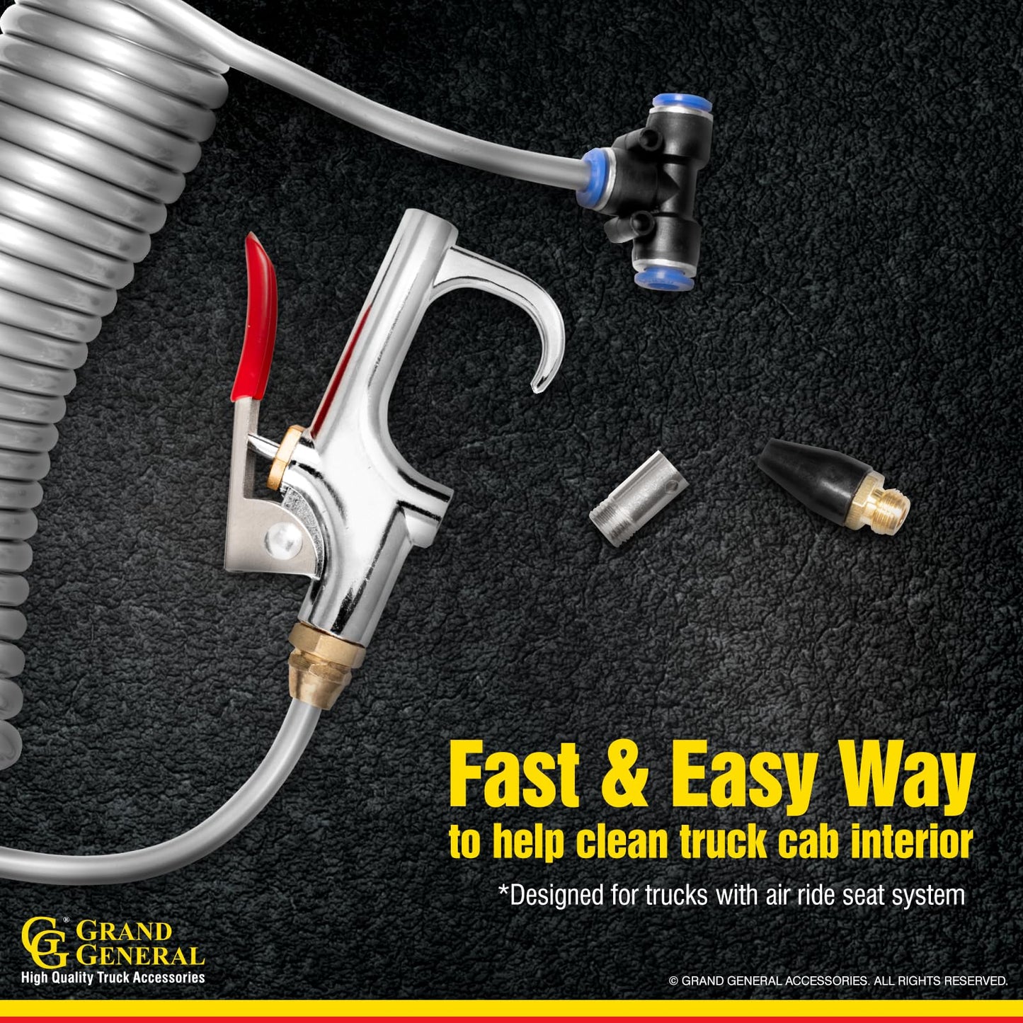 GG Grand General 99511 Heavy Duty Truck Air Seat Blow Gun Kit with 8 Feet Coil for Fast Cleaning of Truck Cab