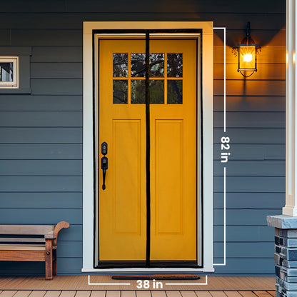 Magnetic Screen Door - Bugs Out, Breeze in - 9min Install Auto-Sealing Heavy Duty Double Stitched Mesh, 52 Magnets, Hands Free Sliding & Patio Door Net, Pet & Kid Friendly, 38 x 82 Inch, Flux Phenom