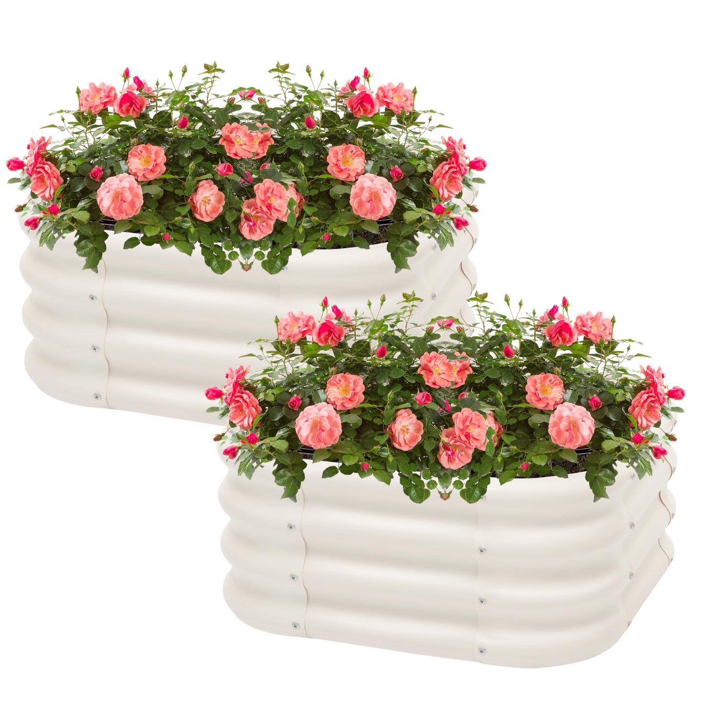 2-Pack 2x1ft Galvanized Raised Garden Bed, Outdoor Planter Bed, Metal Planter Box for Gardening and Planting