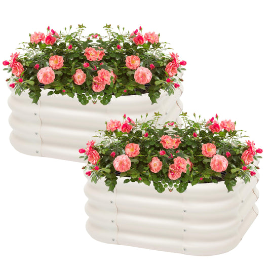 2-Pack 2x1ft Galvanized Raised Garden Bed, Outdoor Planter Bed, Metal Planter Box for Gardening and Planting