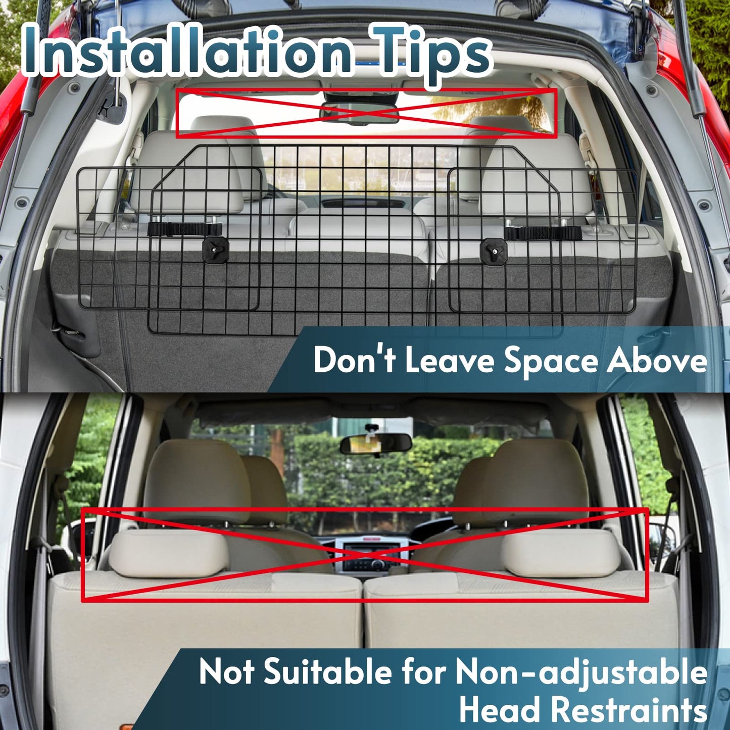 rabbitgoo Dog Car Barrier for SUVs, Adjustable Large Pet Gate, Universal-Fit Divider Cargo Net, Heavy-Duty Wire Mesh Dog Barrier SUV, Van Vehicles Subaru Car Accessories Safety Travel, Standard Model