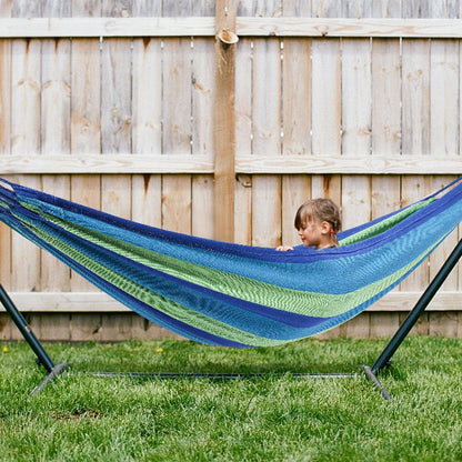 Goutime Kids Hammock with Stand,Childs Hammocks Frame Holder Base with Portable Carrying Bag for Indoor,Outdoor,Patio,Deck,Yard,Beach (Blue)