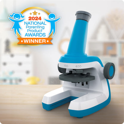 National Geographic Microscope for Kids - Science Kit with an Easy-to-Use Kids Microscope, Up to 400x Zoom, Blank and Prepared Slides, Gifts for 6 7 8 9 & 10, STEM Project Toy (Amazon Exclusive)