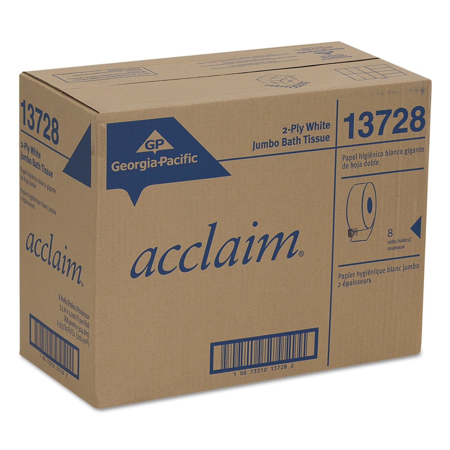 Georgia-Pacific Pacific Blue Select 2-Ply Jumbo Jr. 9'' Toilet Paper by GP PRO (Georgia-Pacific),13728,1,000 Linear Feet Per Roll,8 Rolls Per Case