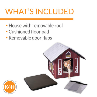 K&H Pet Products Outdoor Kitty House Cat Shelter (Unheated) Barn Design 19 X 22 X 17 Inches