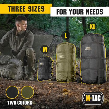 M-Tac Compression Stuff Sack for Sleeping Bag Military Water Resistant Compression Bag Lightweight Nylon Compression Sack for Travel, Camping, Hiking, Outdoor (Black, XL - 40 liters)