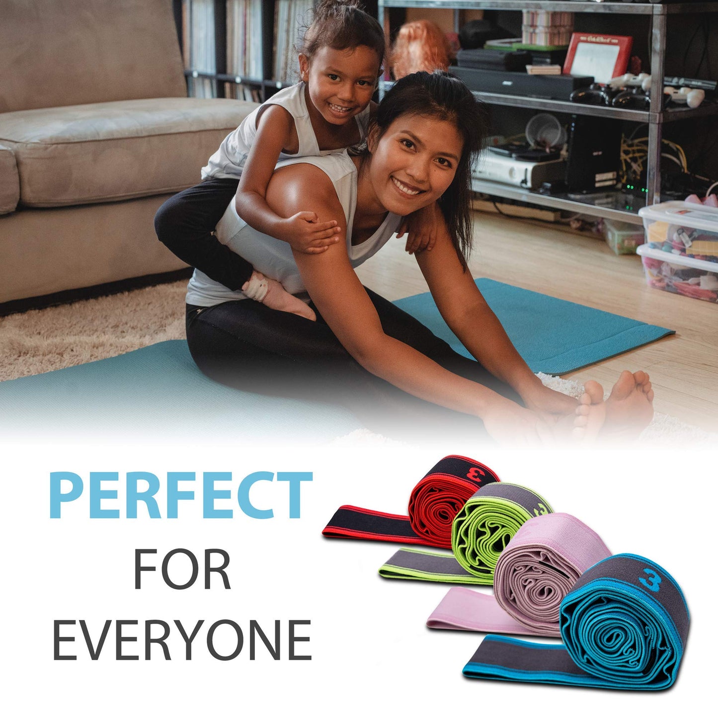 Fitter’s Niche Exercise Resistant Stretch Band, High Elastic Multi-Level Stretching Strap, Ideal for Tone Muscles Physical Therapy Gym Recovery Dancing Flexibility Hamstring,Bonus Carry Bag and E-book