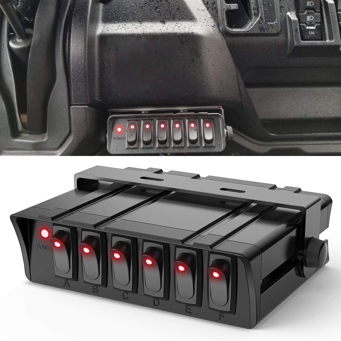 Nilight - 6 Gang Rocker Switch Box SPST Toggle Switch Panel 12V 24V 20A Switch Panel 60Amp Max for Automotive Cars Vehicles Boats RVs Campers SUVs