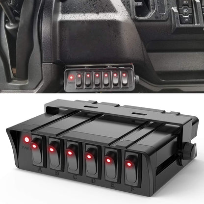 Nilight - 6 Gang Rocker Switch Box SPST Toggle Switch Panel 12V 24V 20A Switch Panel 60Amp Max for Automotive Cars Vehicles Boats RVs Campers SUVs