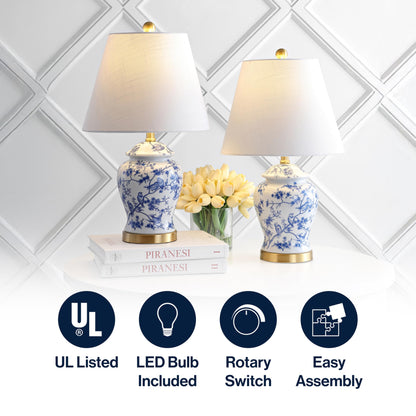 JONATHAN Y JYL3005A-SET2 Set of 2 Table Lamps Penelope 22" Chinoiserie Classic,Cottage,Traditional,for Bedroom, Living Room, Office, College Dorm, Coffee Table, Bookcase, Blue/White