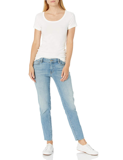 Amazon Essentials Women's Slim-Fit Cap-Sleeve Scoop Neck T-Shirt, Pack of 2, Black/White, Medium