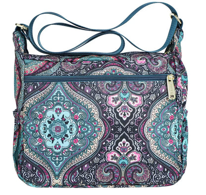 Pealwel Women Shoulder Handbag Roomy Multiple Pockets Bag Ladies Crossbody Purse Tote Top Handle Satchel(SS-Black&Blue)