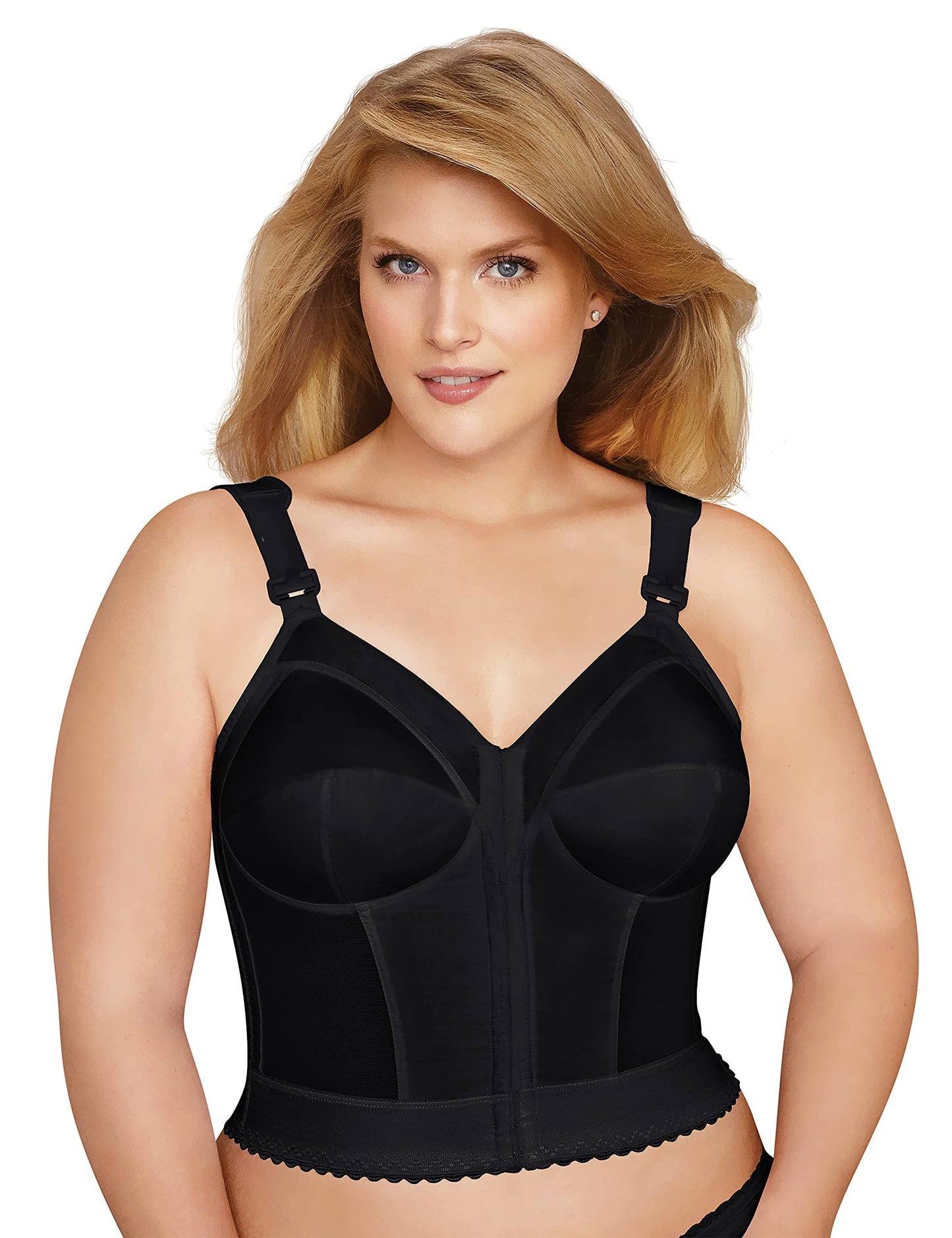 Exquisite Form womens Exquisite Form Fully Women's Front Close Longline Posture #5107530 Bra, Black, 46DD US