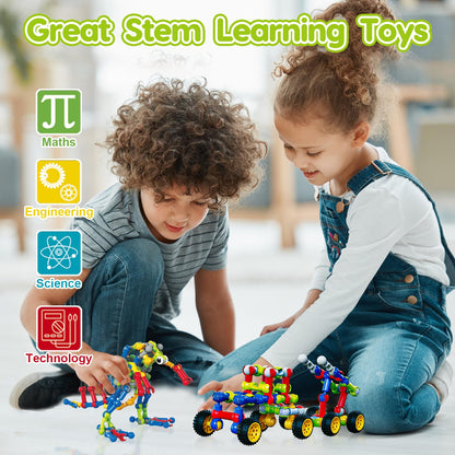 Kids STEM Building Toys for 3 4 5 6 7 8+ Year Old Boy Girl Birthday Gift, 186 Pcs Preschool Classroom Learning Activities Fine Motor Skills Building Blocks Ages 4-8 6-8 8-12 Engineering Creative Game