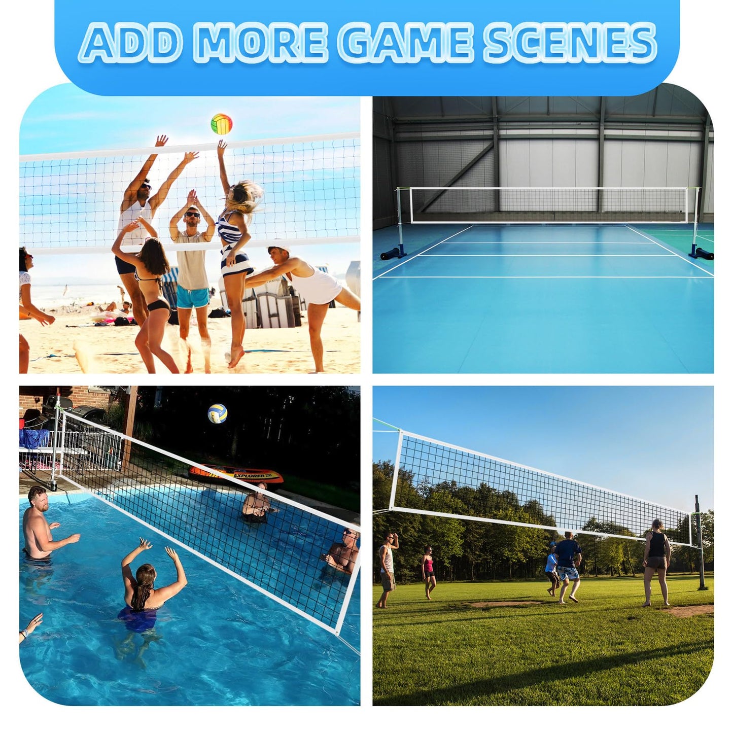Professional Volleyball Net,Pool Volleyball Net with Aircraft Wire Rope, 32 FT x 3 FT, for Indoor and Outdoor (No Poles)
