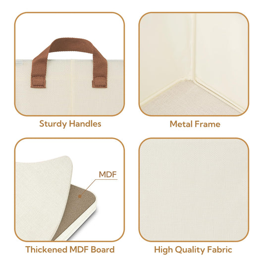 GRANNY SAYS Closet Storage Baskets, Collapsible Fabric Storage Bins with Metal Frame, Clothes Organizer Bins, Extra Large Baskets for Shelves, Ivory, 4-Pack