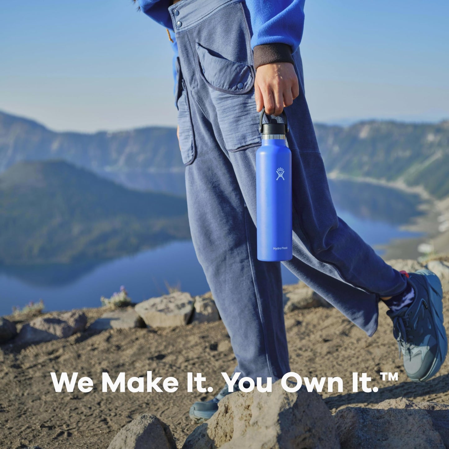 Hydro Flask Water Bottle - Insulated Stainless Steel - Straw Lid, Non Spill, Leakproof 24 Oz Cascade Blue