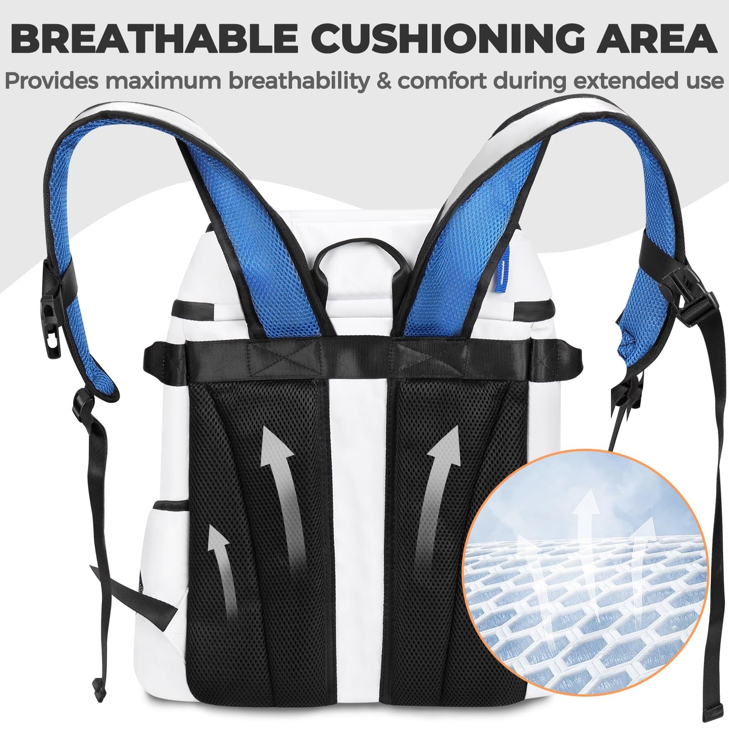 Heytrip Cooler Backpack 36 Cans Insulated Cooler Bag, Keep Freeze for 20 Hours, Waterproof & Leak-Proof Cooler with Multi-Compartments(White)