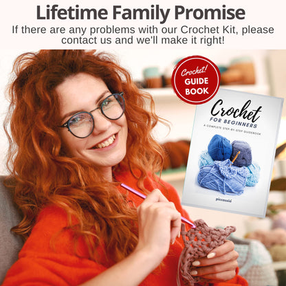 Piccassio Crochet Kit for Beginners – Complete Starter Set for Adults & Teens with 20 Yarn Colors, Hooks, Book & Organizer Bag – Learn to Make Amigurumi, Plushies & Handmade Gifts