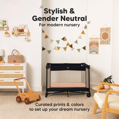 Pack and Play Sheets Fitted - 2-Pack Mini Crib Sheets for Pack N Play Mattress 38x26, Soft & Cozy, Neutral Toddler Playard Bedding, Snug Fitted Mini Baby Crib Mattress Cover Boy, Girl (Butterflies)