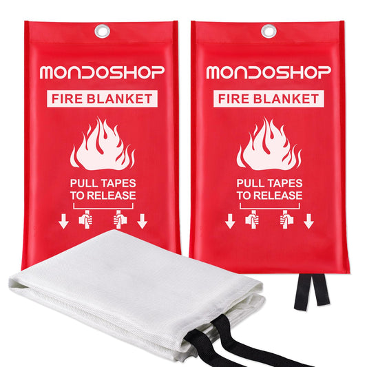 Mondoshop Fire Blankets Emergency for Kitchen Home - Emergency Fire Retardant Blanket for Home Fireproof Blanket for Camping, Grill, Car, Office, Warehouse, School, Picnic, Fireplace