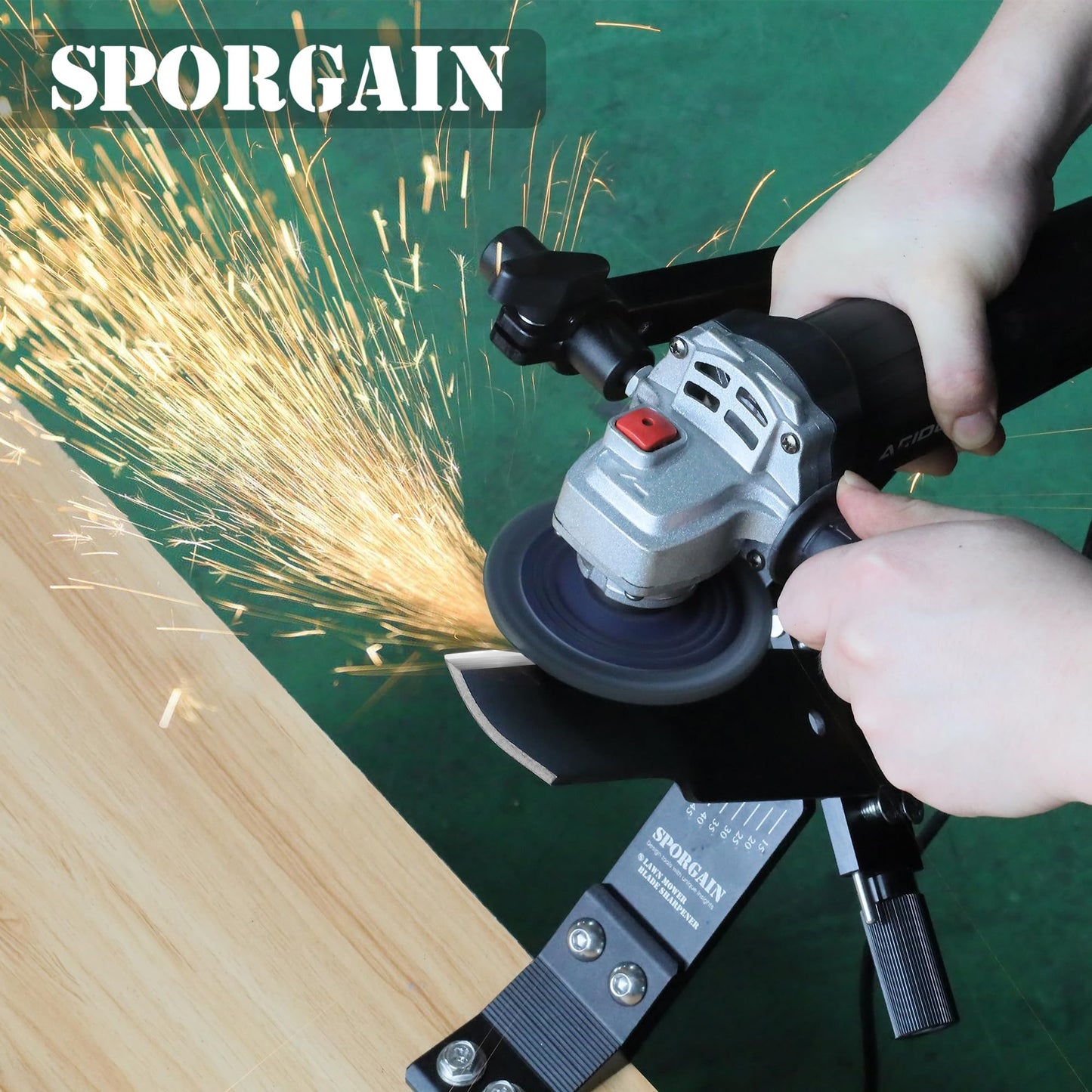 Lawn Mower Blade Sharpener & Lawn Mower Blade Balancer, 15°-45° Adjustable Mower Blade Sharpener and High Precision Magnetic Mower Blade Balancer for Many Types of Mower Blade, Black