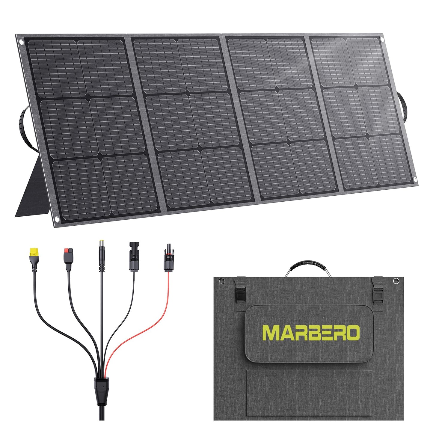 MARBERO 200W Portable Solar Panel for Power Station & DC Devices 200 Watt Foldable Solar Charger >23% High Efficiency IP68 Waterproof Compatible with Solar Generator for Camping RV Outdoor Cloudy