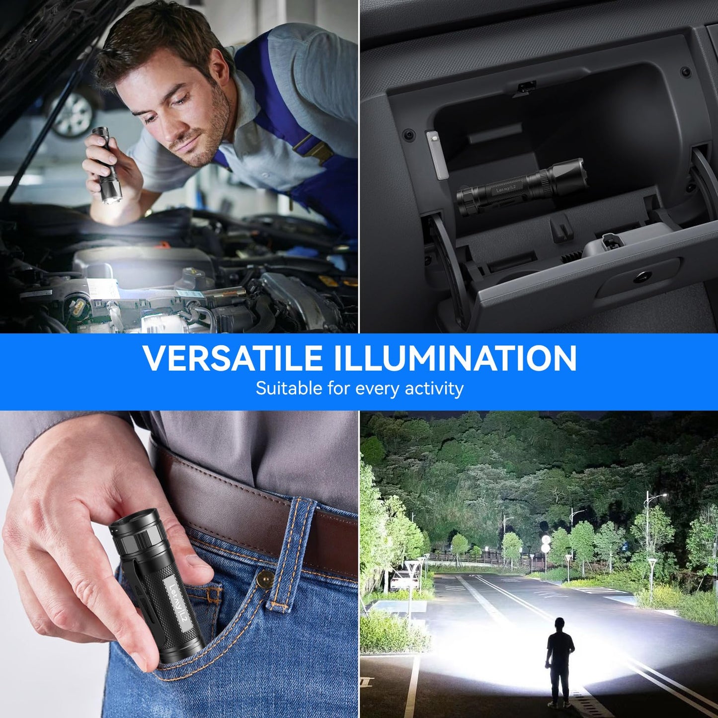 LETMY Rechargeable Flashlights High Lumens, 2 Pack 2000 Lumens Super Bright LED Tactical Flashlight, 3 Modes Samll Powerful Flash Lights with Clip, Waterproof Flashlights for Home Emergency Camping