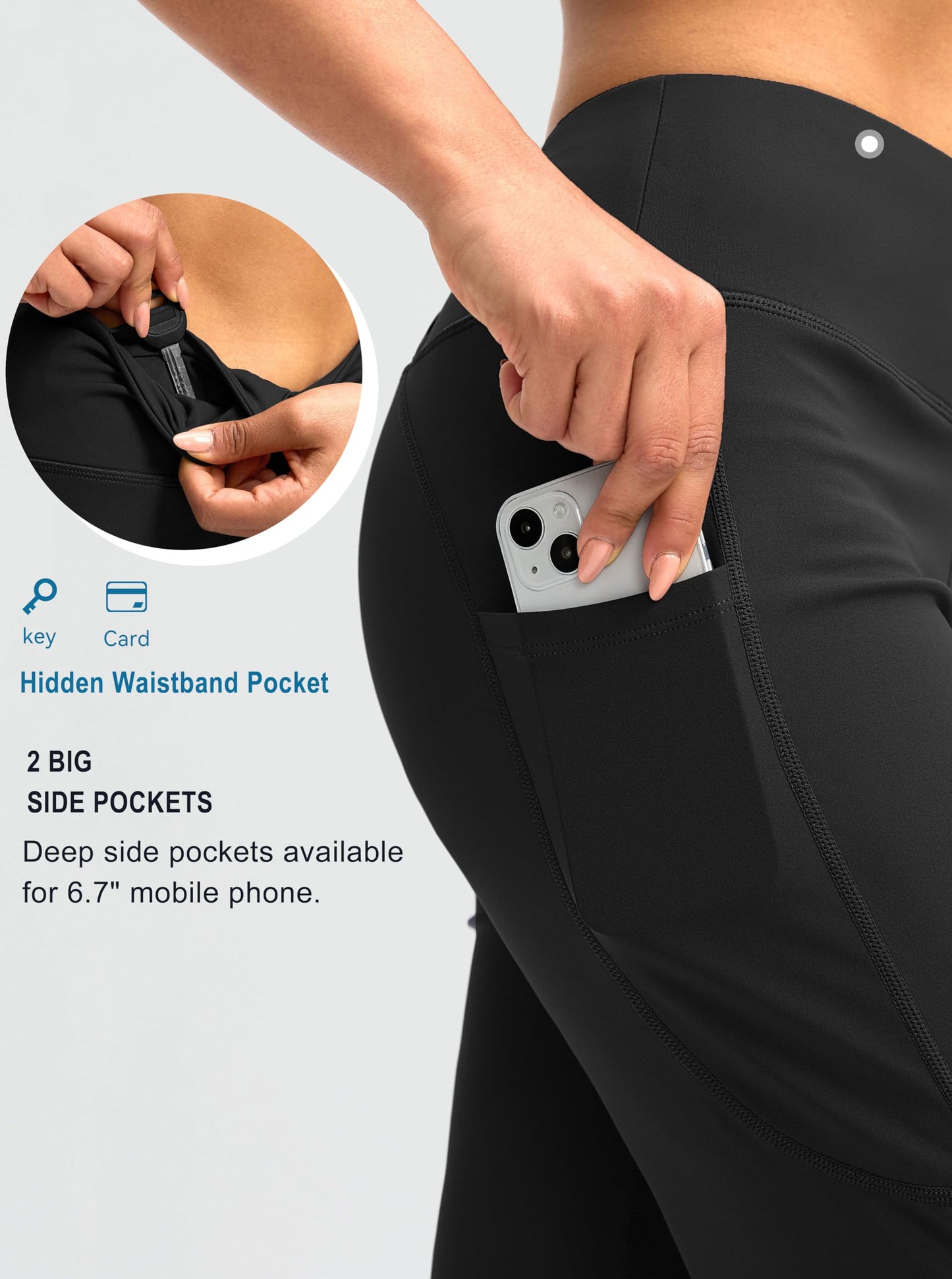 G Gradual Capri Pants for Women High Waist Workout Yoga Pants with Pockets Tummy Control Leggings Crop Straight Pants(Black,XXL)