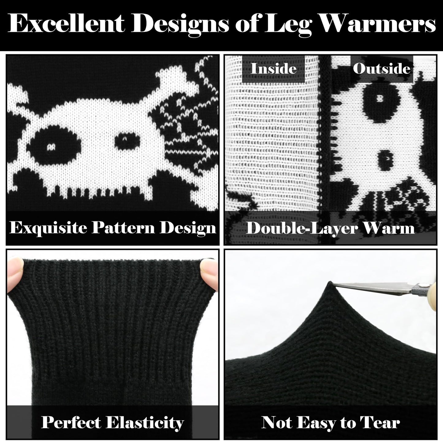 Olreco Leg Warmers Y2K Black Leg Warmers for Women Leg Warmer 80s Gothic Clothes Goth Accessories for Women Leg Warmer Socks